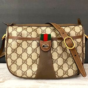 GUCCI Pvc Leather Sherry Line Crossbody Shoulder Bag 💼